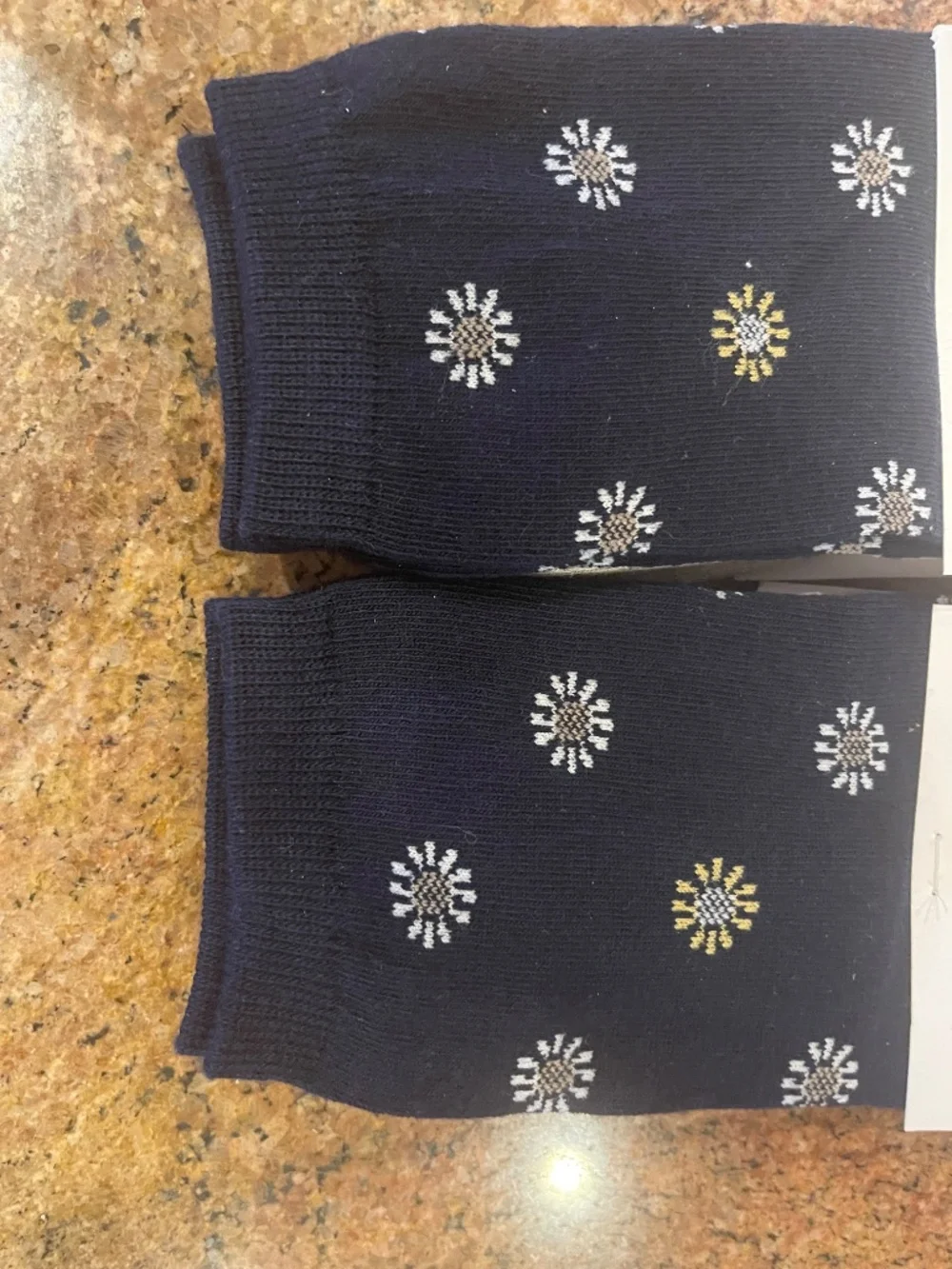 NEW! Pact Navy Daisy  Premium Crew Socks Two Pair NWT!